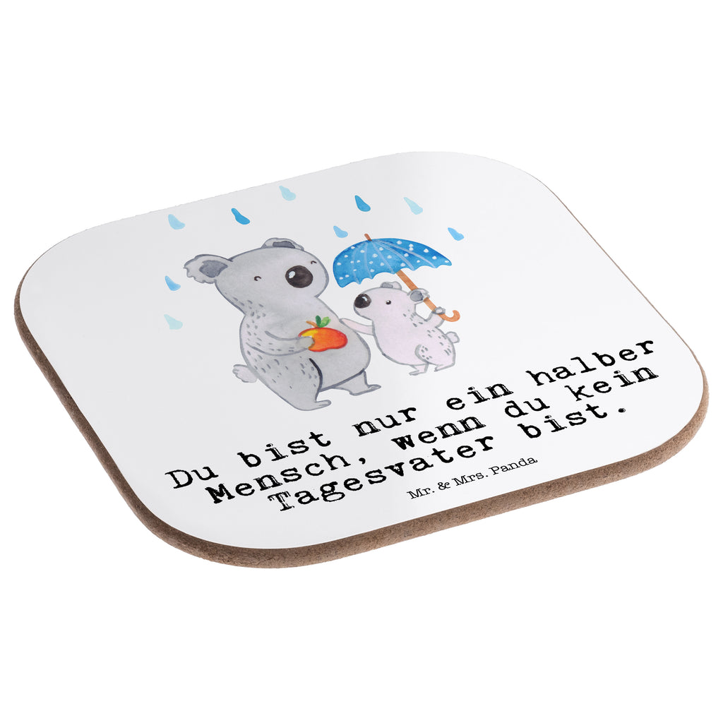 Quadratische Untersetzer Tagesvater mit Herz Bierdeckel, Glasuntersetzer, Untersetzer Gläser, Getränkeuntersetzer, Beruf, Ausbildung, Jubiläum, Abschied, Rente, Kollege, Kollegin, Geschenk, Schenken, Arbeitskollege, Mitarbeiter, Firma, Danke, Dankeschön