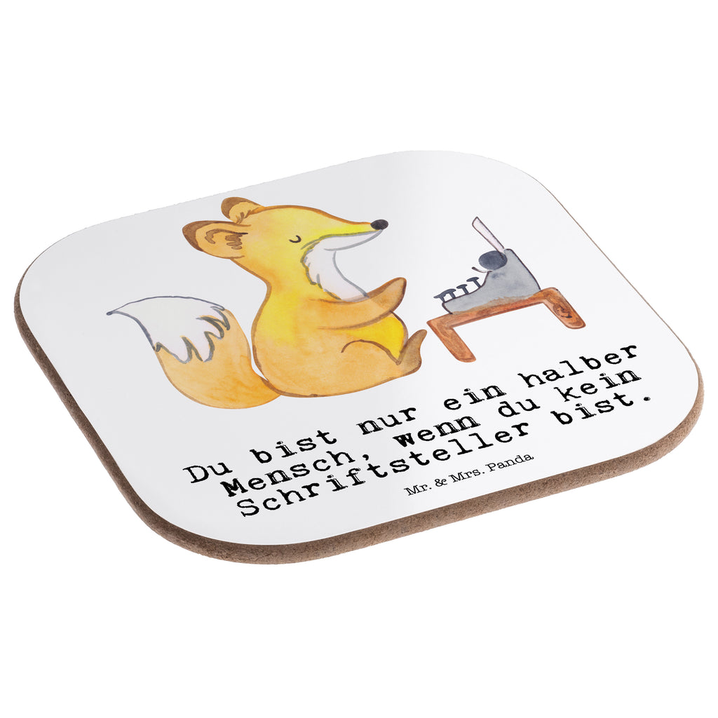 Quadratische Untersetzer Schriftsteller mit Herz Bierdeckel, Glasuntersetzer, Untersetzer Gläser, Getränkeuntersetzer, Beruf, Ausbildung, Jubiläum, Abschied, Rente, Kollege, Kollegin, Geschenk, Schenken, Arbeitskollege, Mitarbeiter, Firma, Danke, Dankeschön, Autor, Buchveröffentlichung, Schriftsteller, Verlag, Geschichtenschreiber, Hobbyautor