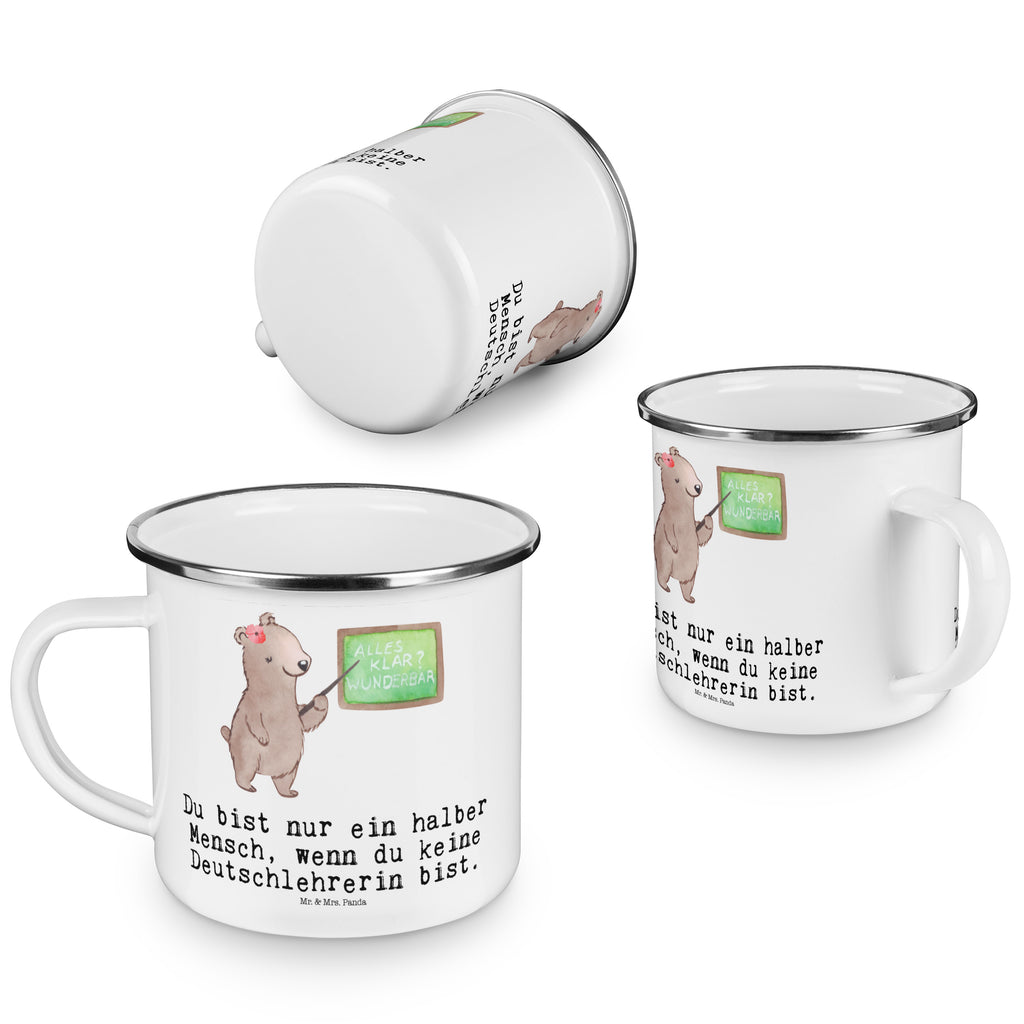 Camping Emaille Tasse Deutschlehrerin mit Herz Campingtasse, Trinkbecher, Metalltasse, Outdoor Tasse, Emaille Trinkbecher, Blechtasse Outdoor, Emaille Campingbecher, Edelstahl Trinkbecher, Metalltasse für Camping, Kaffee Blechtasse, Camping Tasse Metall, Beruf, Ausbildung, Jubiläum, Abschied, Rente, Kollege, Kollegin, Geschenk, Schenken, Arbeitskollege, Mitarbeiter, Firma, Danke, Dankeschön, Deutschlehrerin, Deutschunterricht, Schule, Grundschule