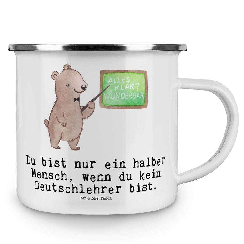 Camping Emaille Tasse Deutschlehrer mit Herz Campingtasse, Trinkbecher, Metalltasse, Outdoor Tasse, Emaille Trinkbecher, Blechtasse Outdoor, Emaille Campingbecher, Edelstahl Trinkbecher, Metalltasse für Camping, Kaffee Blechtasse, Camping Tasse Metall, Beruf, Ausbildung, Jubiläum, Abschied, Rente, Kollege, Kollegin, Geschenk, Schenken, Arbeitskollege, Mitarbeiter, Firma, Danke, Dankeschön, Deutschlehrer, Deutschunterricht, Schule, Grundschule