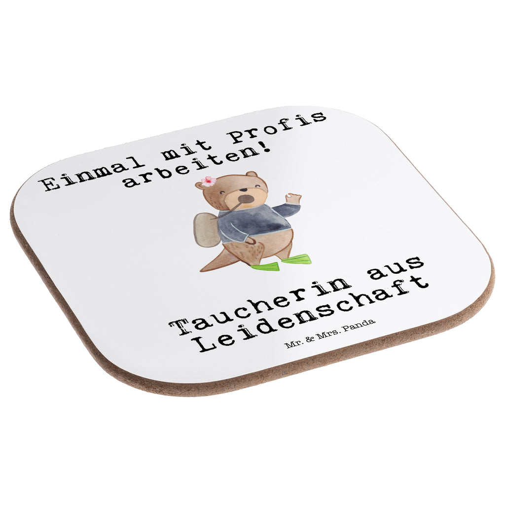 Quadratische Untersetzer Taucherin aus Leidenschaft Bierdeckel, Glasuntersetzer, Untersetzer Gläser, Getränkeuntersetzer, Beruf, Ausbildung, Jubiläum, Abschied, Rente, Kollege, Kollegin, Geschenk, Schenken, Arbeitskollege, Mitarbeiter, Firma, Danke, Dankeschön