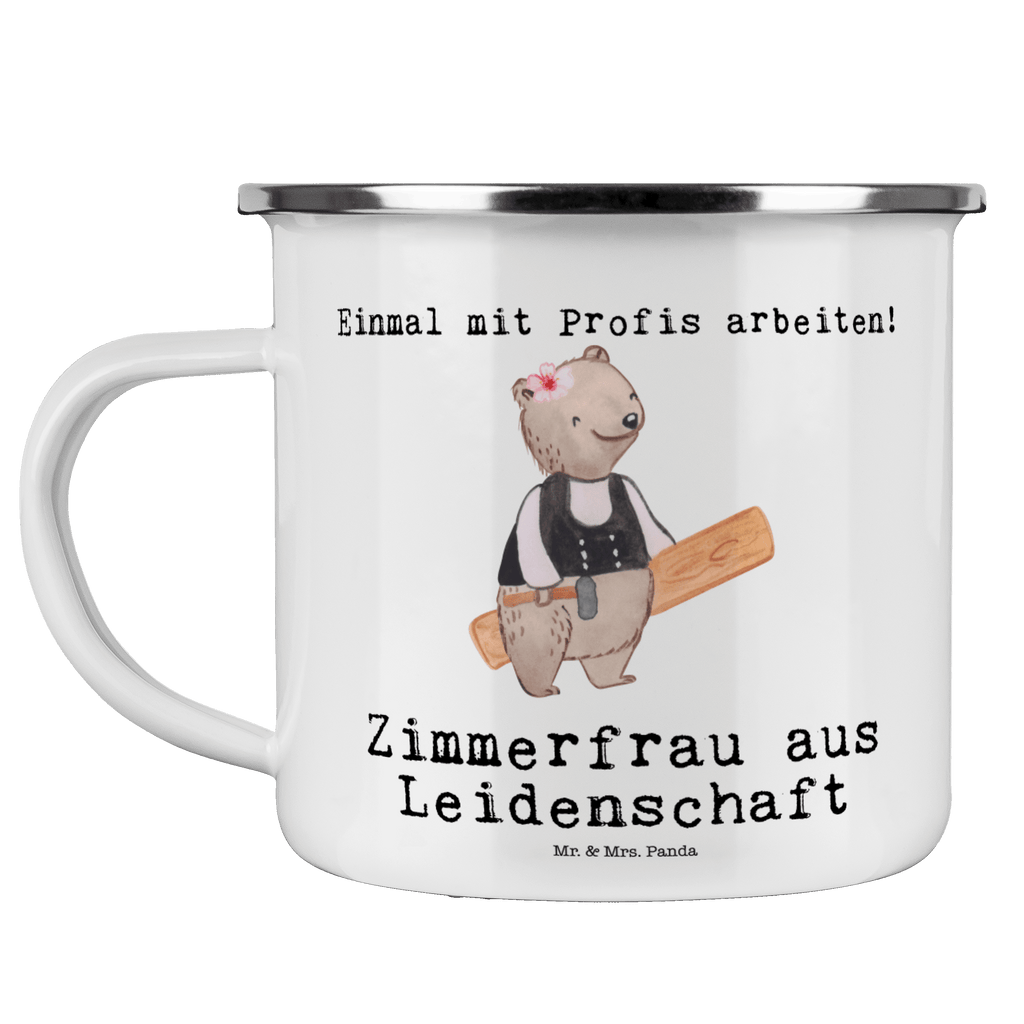 Camping Emaille Tasse Zimmerfrau aus Leidenschaft Campingtasse, Trinkbecher, Metalltasse, Outdoor Tasse, Emaille Trinkbecher, Blechtasse Outdoor, Emaille Campingbecher, Edelstahl Trinkbecher, Metalltasse für Camping, Kaffee Blechtasse, Camping Tasse Metall, Beruf, Ausbildung, Jubiläum, Abschied, Rente, Kollege, Kollegin, Geschenk, Schenken, Arbeitskollege, Mitarbeiter, Firma, Danke, Dankeschön
