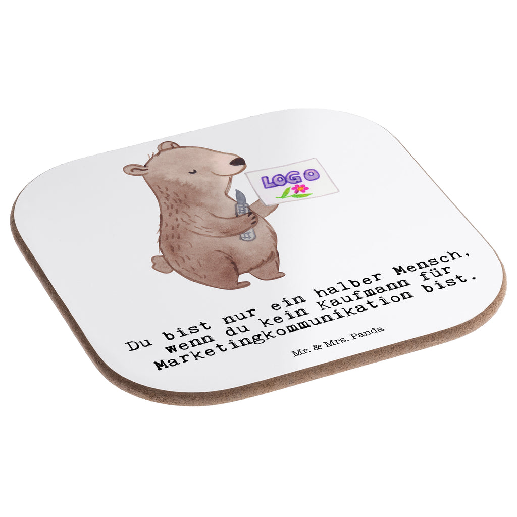 Quadratische Untersetzer Kaufmann für Marketingkommunikation mit Herz Bierdeckel, Glasuntersetzer, Untersetzer Gläser, Getränkeuntersetzer, Beruf, Ausbildung, Jubiläum, Abschied, Rente, Kollege, Kollegin, Geschenk, Schenken, Arbeitskollege, Mitarbeiter, Firma, Danke, Dankeschön