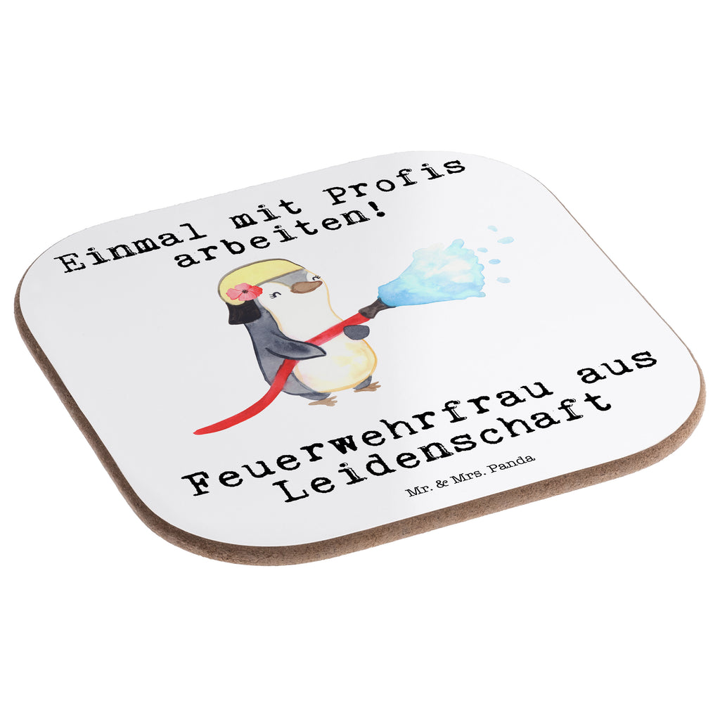 Quadratische Untersetzer Feuerwehrfrau aus Leidenschaft Bierdeckel, Glasuntersetzer, Untersetzer Gläser, Getränkeuntersetzer, Beruf, Ausbildung, Jubiläum, Abschied, Rente, Kollege, Kollegin, Geschenk, Schenken, Arbeitskollege, Mitarbeiter, Firma, Danke, Dankeschön, Feuerwehrfrau, Feuerwehrhauptfrau, Brandschutz, Feuerwehr, freiwillige Feuerwehr