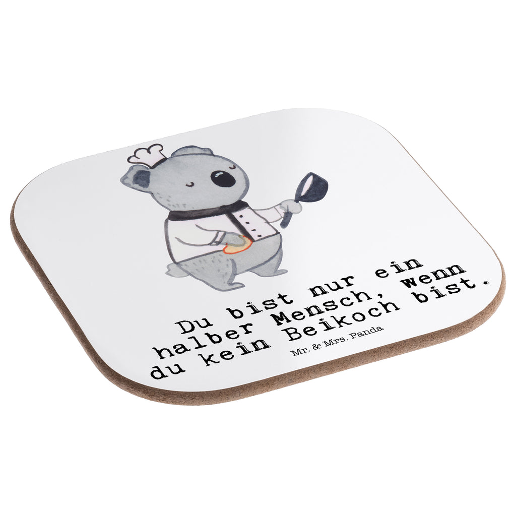 Quadratische Untersetzer Beikoch mit Herz Bierdeckel, Glasuntersetzer, Untersetzer Gläser, Getränkeuntersetzer, Beruf, Ausbildung, Jubiläum, Abschied, Rente, Kollege, Kollegin, Geschenk, Schenken, Arbeitskollege, Mitarbeiter, Firma, Danke, Dankeschön, Beikoch, Spülhilfe, Hilfskoch, Jungkoch, Küchenhilfe, Gastronomie, Restaurant, Koch