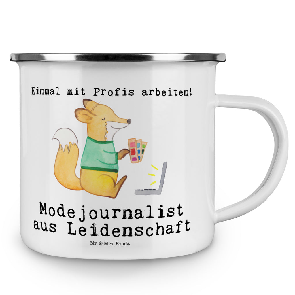 Camping Emaille Tasse Modejournalist aus Leidenschaft Campingtasse, Trinkbecher, Metalltasse, Outdoor Tasse, Emaille Trinkbecher, Blechtasse Outdoor, Emaille Campingbecher, Edelstahl Trinkbecher, Metalltasse für Camping, Kaffee Blechtasse, Camping Tasse Metall, Beruf, Ausbildung, Jubiläum, Abschied, Rente, Kollege, Kollegin, Geschenk, Schenken, Arbeitskollege, Mitarbeiter, Firma, Danke, Dankeschön, Modejournalist, Journalist, Reporter, Redakteur, Pressebüro, Studium