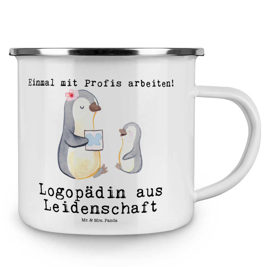 Camping Emaille Tasse Logopädin aus Leidenschaft Campingtasse, Trinkbecher, Metalltasse, Outdoor Tasse, Emaille Trinkbecher, Blechtasse Outdoor, Emaille Campingbecher, Edelstahl Trinkbecher, Metalltasse für Camping, Kaffee Blechtasse, Camping Tasse Metall, Beruf, Ausbildung, Jubiläum, Abschied, Rente, Kollege, Kollegin, Geschenk, Schenken, Arbeitskollege, Mitarbeiter, Firma, Danke, Dankeschön, Logopädin, Logopädie, Studium