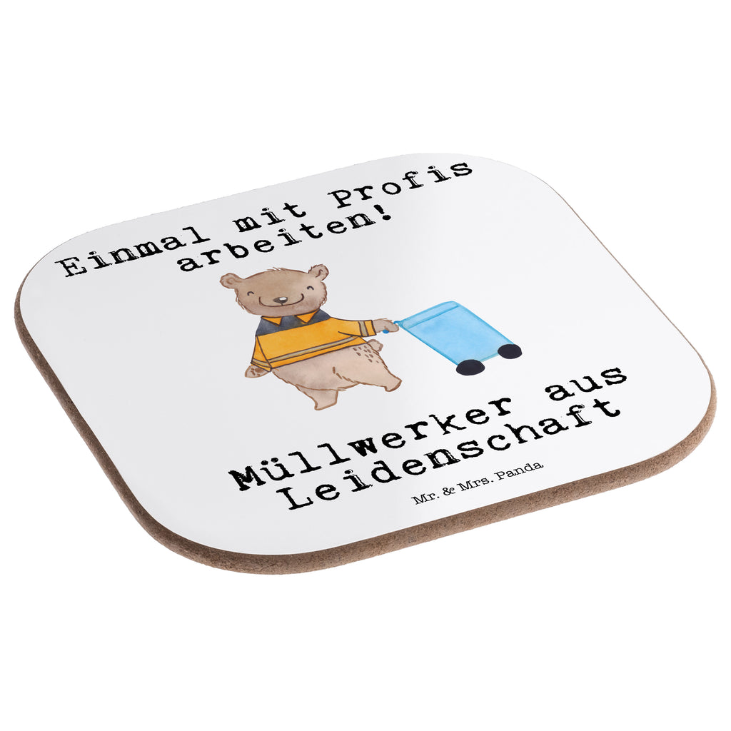 Quadratische Untersetzer Müllwerker aus Leidenschaft Bierdeckel, Glasuntersetzer, Untersetzer Gläser, Getränkeuntersetzer, Beruf, Ausbildung, Jubiläum, Abschied, Rente, Kollege, Kollegin, Geschenk, Schenken, Arbeitskollege, Mitarbeiter, Firma, Danke, Dankeschön, Müllwerker, Fachkraft Kreislauf- und Abfallwirtschaft, Müllentsorger, Kehrichtmann, Müllmann, Müllfahrer