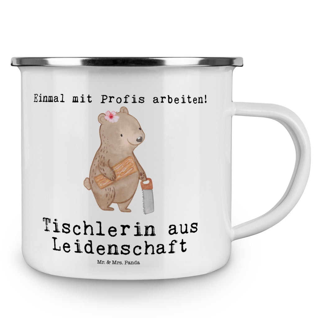 Camping Emaille Tasse Tischlerin aus Leidenschaft Campingtasse, Trinkbecher, Metalltasse, Outdoor Tasse, Emaille Trinkbecher, Blechtasse Outdoor, Emaille Campingbecher, Edelstahl Trinkbecher, Metalltasse für Camping, Kaffee Blechtasse, Camping Tasse Metall, Beruf, Ausbildung, Jubiläum, Abschied, Rente, Kollege, Kollegin, Geschenk, Schenken, Arbeitskollege, Mitarbeiter, Firma, Danke, Dankeschön