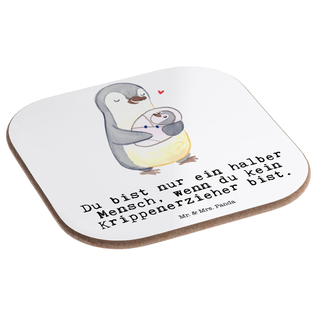 Quadratische Untersetzer Krippenerzieher mit Herz Bierdeckel, Glasuntersetzer, Untersetzer Gläser, Getränkeuntersetzer, Beruf, Ausbildung, Jubiläum, Abschied, Rente, Kollege, Kollegin, Geschenk, Schenken, Arbeitskollege, Mitarbeiter, Firma, Danke, Dankeschön, Krippenerzieher, Kindertagesstätte, KITA, Eröffnung, Erzieher, Pädagoge