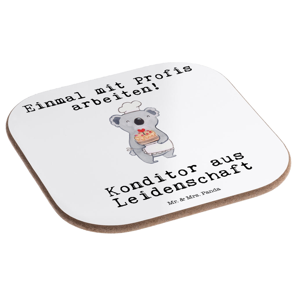Quadratische Untersetzer Konditor aus Leidenschaft Bierdeckel, Glasuntersetzer, Untersetzer Gläser, Getränkeuntersetzer, Beruf, Ausbildung, Jubiläum, Abschied, Rente, Kollege, Kollegin, Geschenk, Schenken, Arbeitskollege, Mitarbeiter, Firma, Danke, Dankeschön, Konditor, Kuchenbäcker, Patissier, Confiseur, Bäcker