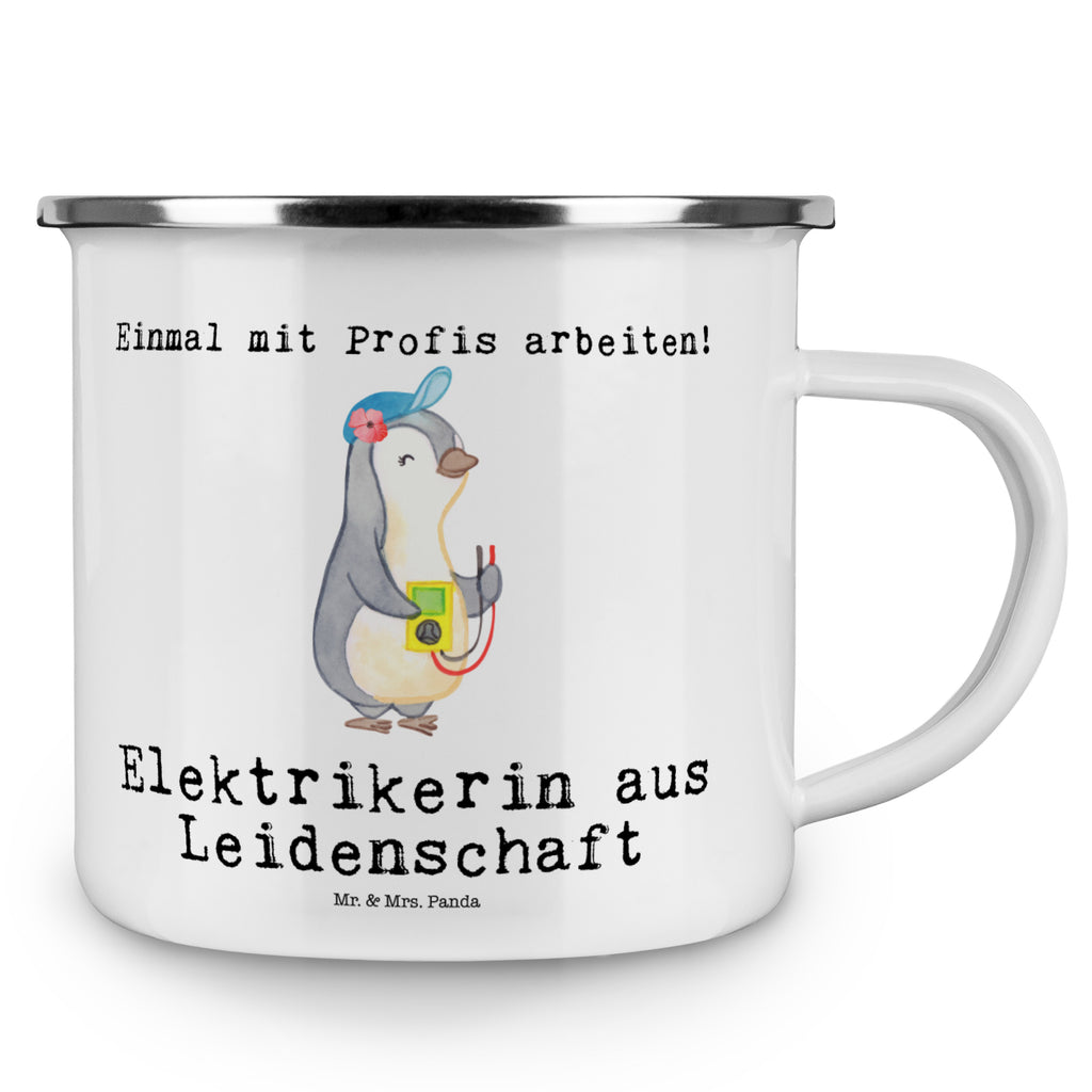 Camping Emaille Tasse Elektrikerin aus Leidenschaft Campingtasse, Trinkbecher, Metalltasse, Outdoor Tasse, Emaille Trinkbecher, Blechtasse Outdoor, Emaille Campingbecher, Edelstahl Trinkbecher, Metalltasse für Camping, Kaffee Blechtasse, Camping Tasse Metall, Beruf, Ausbildung, Jubiläum, Abschied, Rente, Kollege, Kollegin, Geschenk, Schenken, Arbeitskollege, Mitarbeiter, Firma, Danke, Dankeschön, Elektrikerin, Elektronmonteurin, Elektrotechnikerin, Elektroinstallateurin, Elektromeisterin, Gesellenprüfung