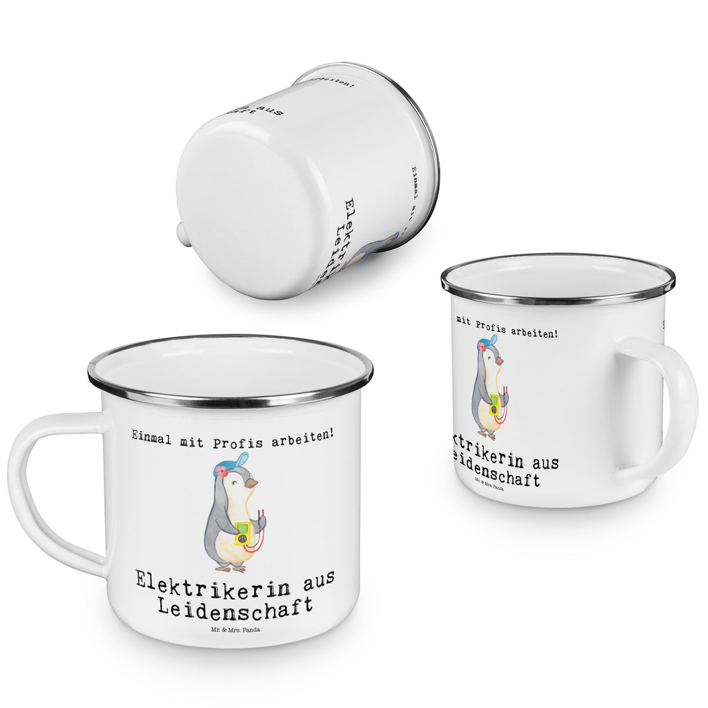 Camping Emaille Tasse Elektrikerin aus Leidenschaft Campingtasse, Trinkbecher, Metalltasse, Outdoor Tasse, Emaille Trinkbecher, Blechtasse Outdoor, Emaille Campingbecher, Edelstahl Trinkbecher, Metalltasse für Camping, Kaffee Blechtasse, Camping Tasse Metall, Beruf, Ausbildung, Jubiläum, Abschied, Rente, Kollege, Kollegin, Geschenk, Schenken, Arbeitskollege, Mitarbeiter, Firma, Danke, Dankeschön, Elektrikerin, Elektronmonteurin, Elektrotechnikerin, Elektroinstallateurin, Elektromeisterin, Gesellenprüfung