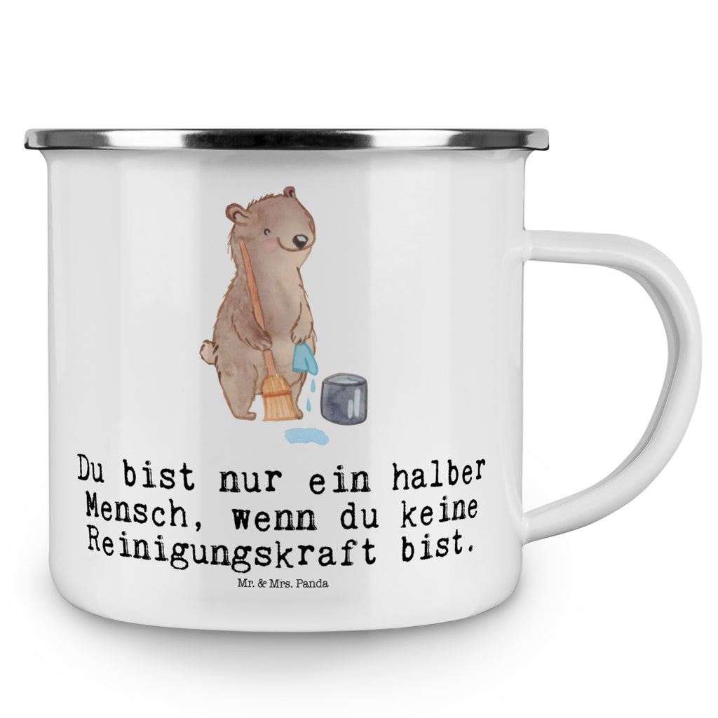 Camping Emaille Tasse Reinigungskraft mit Herz Campingtasse, Trinkbecher, Metalltasse, Outdoor Tasse, Emaille Trinkbecher, Blechtasse Outdoor, Emaille Campingbecher, Edelstahl Trinkbecher, Metalltasse für Camping, Kaffee Blechtasse, Camping Tasse Metall, Beruf, Ausbildung, Jubiläum, Abschied, Rente, Kollege, Kollegin, Geschenk, Schenken, Arbeitskollege, Mitarbeiter, Firma, Danke, Dankeschön