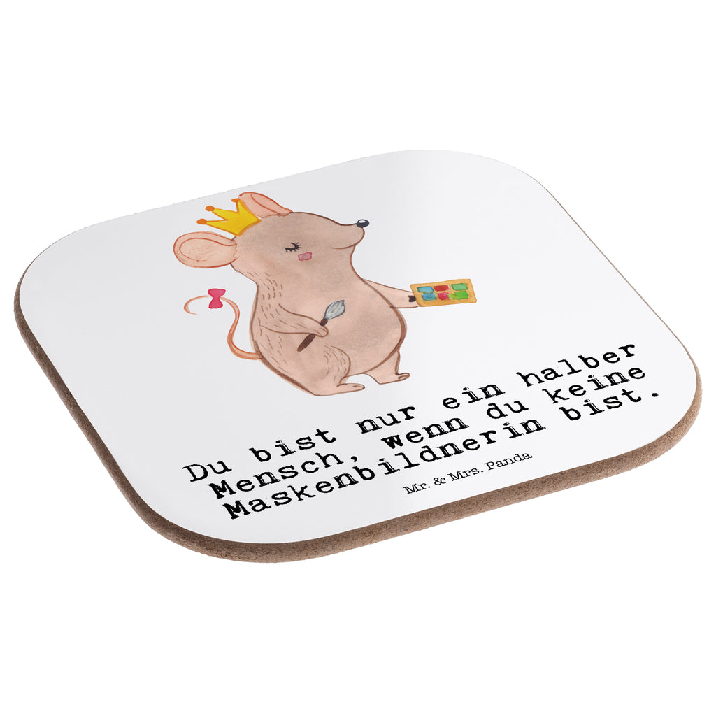 Quadratische Untersetzer Maskenbildnerin mit Herz Bierdeckel, Glasuntersetzer, Untersetzer Gläser, Getränkeuntersetzer, Beruf, Ausbildung, Jubiläum, Abschied, Rente, Kollege, Kollegin, Geschenk, Schenken, Arbeitskollege, Mitarbeiter, Firma, Danke, Dankeschön, Kosmetikerin, Make Up Artist, Maskenbildnerin, Visagistin, Beauty Salon, Kosmetikstudio, Eröffnung