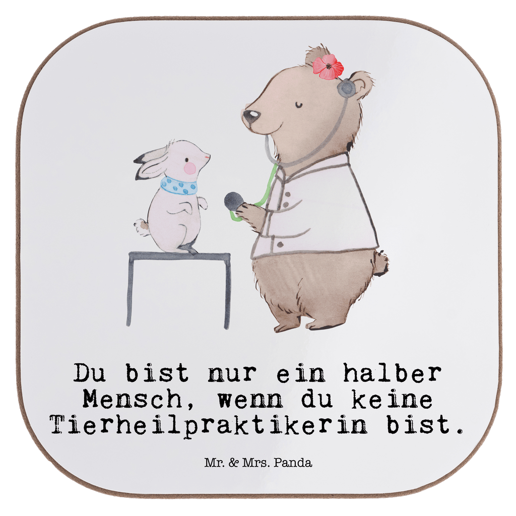 Quadratische Untersetzer Tierheilpraktikerin mit Herz Bierdeckel, Glasuntersetzer, Untersetzer Gläser, Getränkeuntersetzer, Beruf, Ausbildung, Jubiläum, Abschied, Rente, Kollege, Kollegin, Geschenk, Schenken, Arbeitskollege, Mitarbeiter, Firma, Danke, Dankeschön