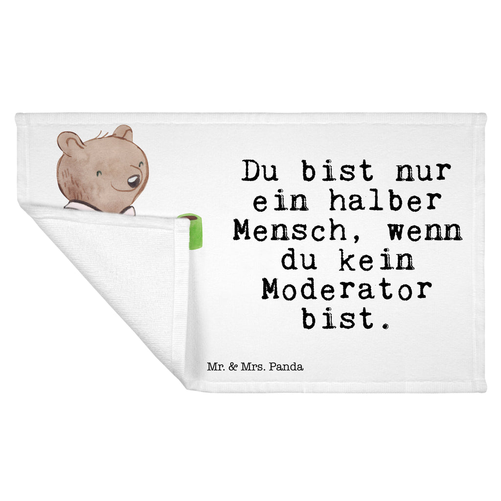 Gäste Handtuch Moderator mit Herz Gästetuch, Reisehandtuch, Sport Handtuch, Frottier, Kinder Handtuch, Beruf, Ausbildung, Jubiläum, Abschied, Rente, Kollege, Kollegin, Geschenk, Schenken, Arbeitskollege, Mitarbeiter, Firma, Danke, Dankeschön