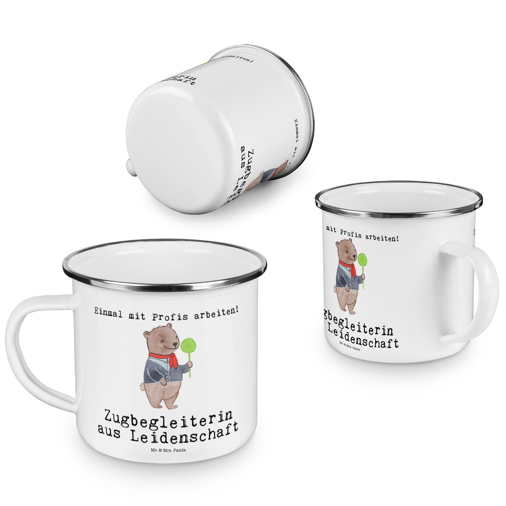 Camping Emaille Tasse Zugbegleiterin aus Leidenschaft Campingtasse, Trinkbecher, Metalltasse, Outdoor Tasse, Emaille Trinkbecher, Blechtasse Outdoor, Emaille Campingbecher, Edelstahl Trinkbecher, Metalltasse für Camping, Kaffee Blechtasse, Camping Tasse Metall, Beruf, Ausbildung, Jubiläum, Abschied, Rente, Kollege, Kollegin, Geschenk, Schenken, Arbeitskollege, Mitarbeiter, Firma, Danke, Dankeschön