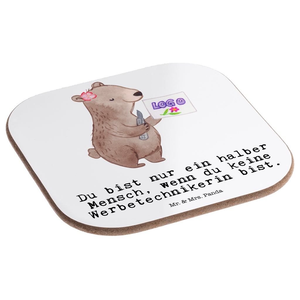 Quadratische Untersetzer Werbetechnikerin mit Herz Bierdeckel, Glasuntersetzer, Untersetzer Gläser, Getränkeuntersetzer, Beruf, Ausbildung, Jubiläum, Abschied, Rente, Kollege, Kollegin, Geschenk, Schenken, Arbeitskollege, Mitarbeiter, Firma, Danke, Dankeschön