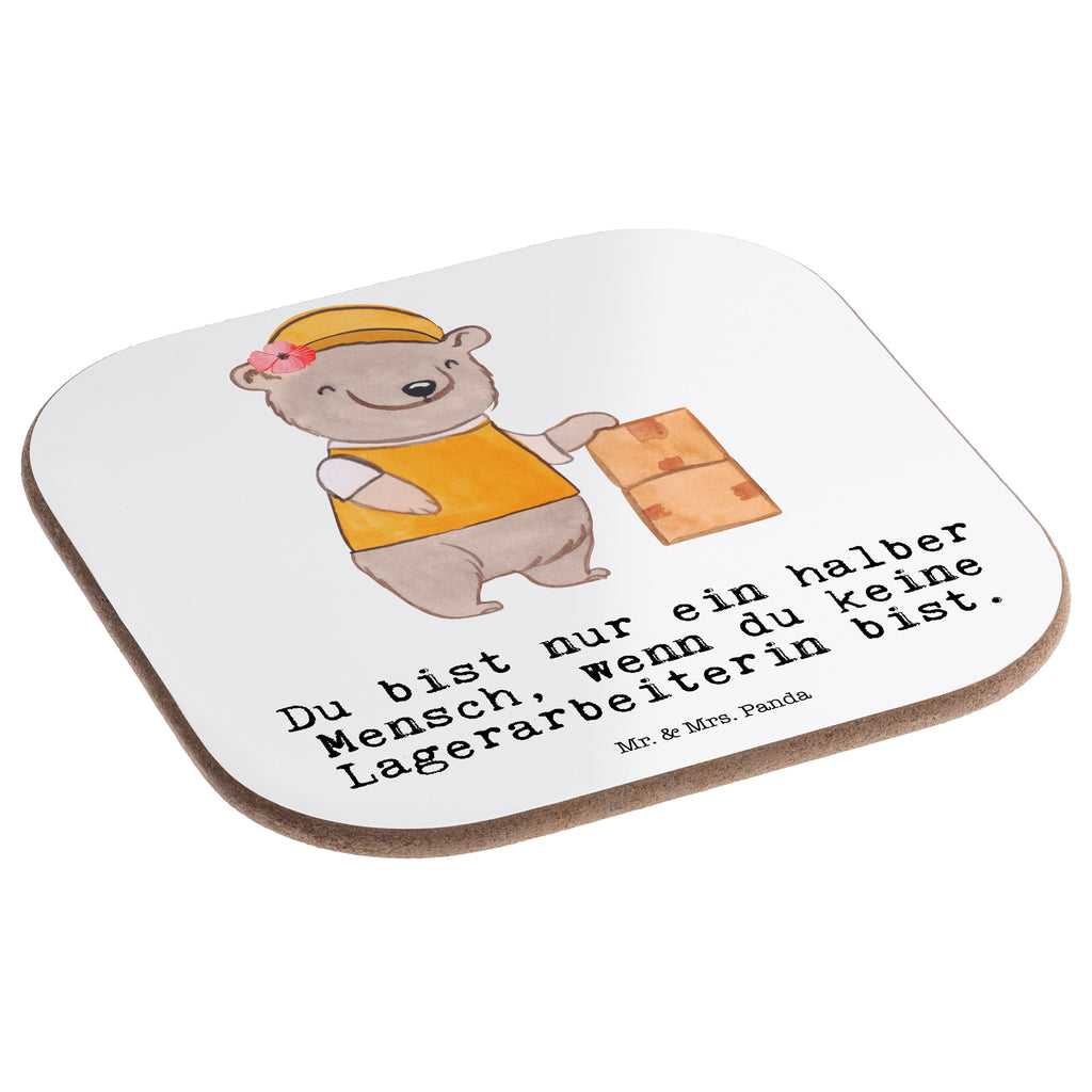 Quadratische Untersetzer Lagerarbeiterin mit Herz Bierdeckel, Glasuntersetzer, Untersetzer Gläser, Getränkeuntersetzer, Beruf, Ausbildung, Jubiläum, Abschied, Rente, Kollege, Kollegin, Geschenk, Schenken, Arbeitskollege, Mitarbeiter, Firma, Danke, Dankeschön, Lagerarbeiterin, Fachlageristin, Lageristin, Lagerverwalterin