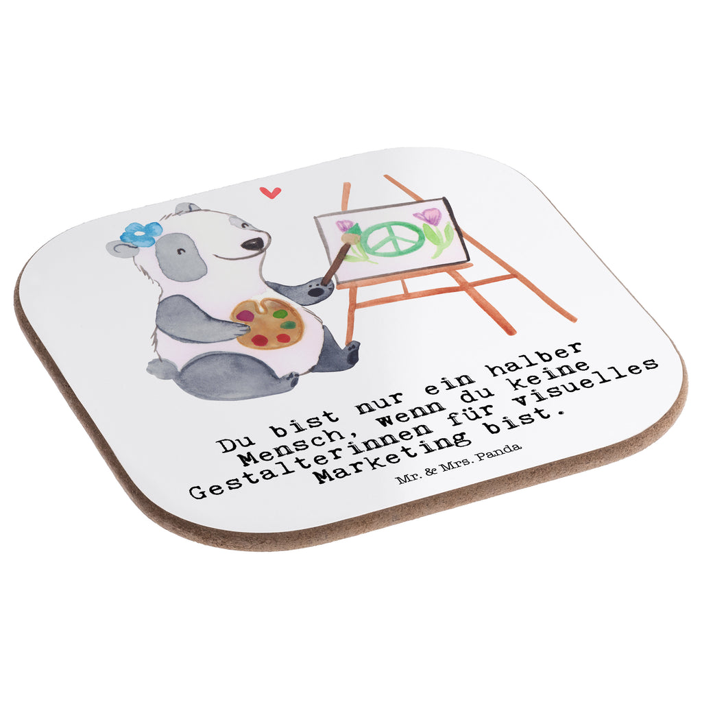 Quadratische Untersetzer Gestalterinnen für visuelles Marketing mit Herz Bierdeckel, Glasuntersetzer, Untersetzer Gläser, Getränkeuntersetzer, Beruf, Ausbildung, Jubiläum, Abschied, Rente, Kollege, Kollegin, Geschenk, Schenken, Arbeitskollege, Mitarbeiter, Firma, Danke, Dankeschön