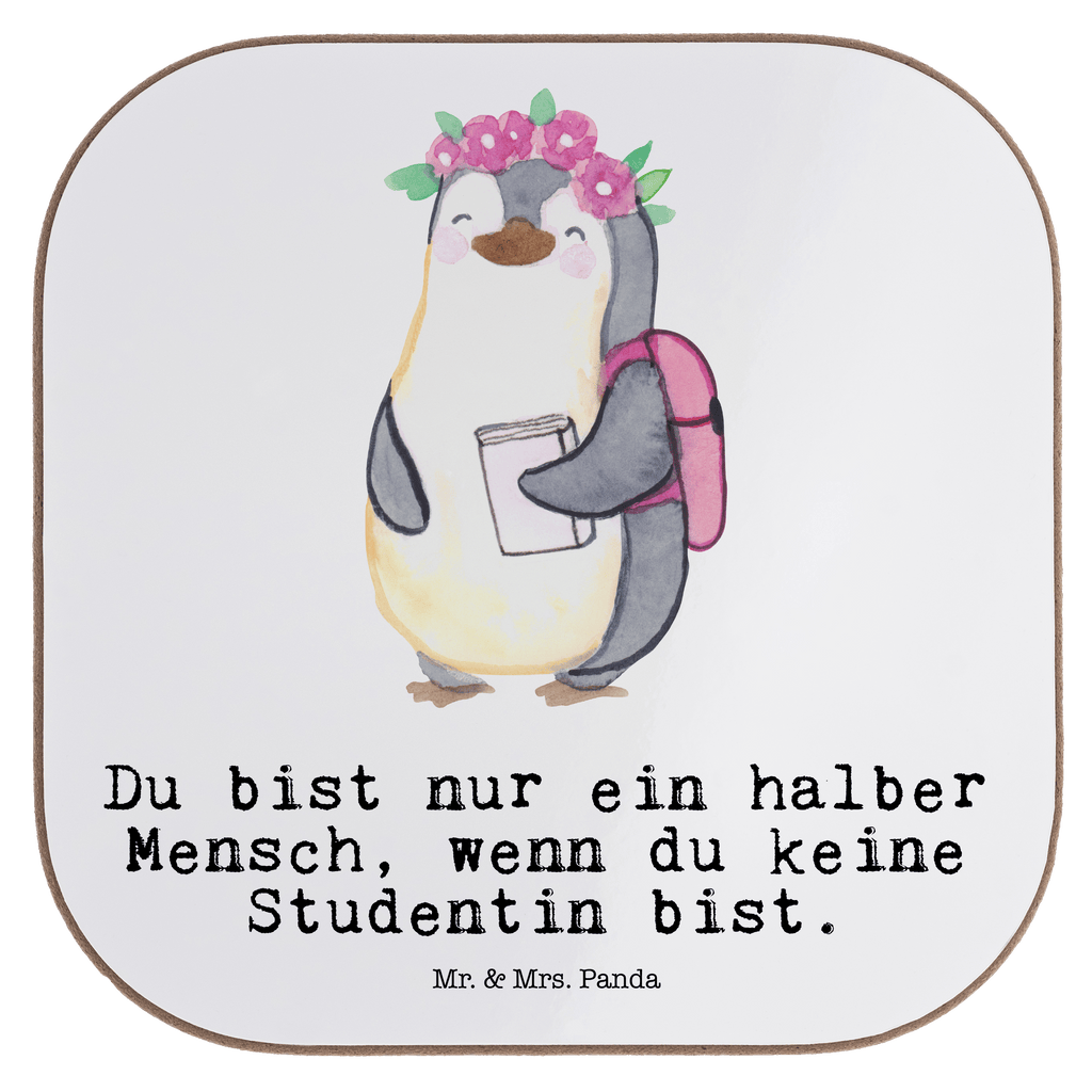 Quadratische Untersetzer Studentin mit Herz Bierdeckel, Glasuntersetzer, Untersetzer Gläser, Getränkeuntersetzer, Beruf, Ausbildung, Jubiläum, Abschied, Rente, Kollege, Kollegin, Geschenk, Schenken, Arbeitskollege, Mitarbeiter, Firma, Danke, Dankeschön