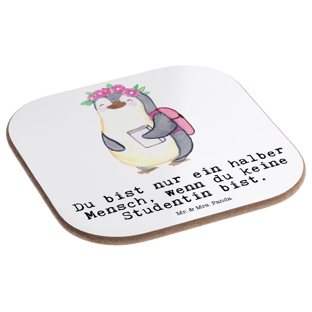 Quadratische Untersetzer Studentin mit Herz Bierdeckel, Glasuntersetzer, Untersetzer Gläser, Getränkeuntersetzer, Beruf, Ausbildung, Jubiläum, Abschied, Rente, Kollege, Kollegin, Geschenk, Schenken, Arbeitskollege, Mitarbeiter, Firma, Danke, Dankeschön
