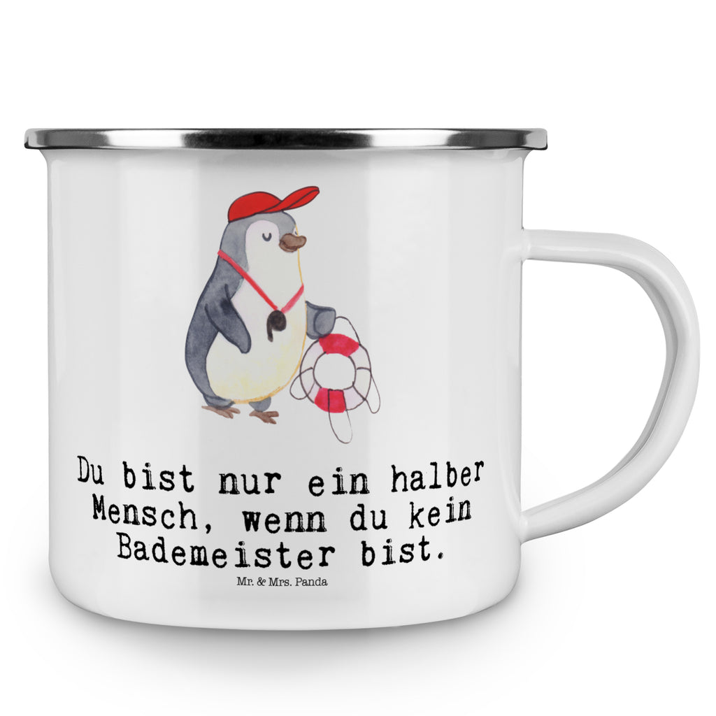 Camping Emaille Tasse Bademeister mit Herz Campingtasse, Trinkbecher, Metalltasse, Outdoor Tasse, Emaille Trinkbecher, Blechtasse Outdoor, Emaille Campingbecher, Edelstahl Trinkbecher, Metalltasse für Camping, Kaffee Blechtasse, Camping Tasse Metall, Beruf, Ausbildung, Jubiläum, Abschied, Rente, Kollege, Kollegin, Geschenk, Schenken, Arbeitskollege, Mitarbeiter, Firma, Danke, Dankeschön, Bademeister, Rettungsschwimmer, Schwimmmeister, Schwimmbad, Freibad, Badeanstalt, Schwimmverein, Schwimmschule