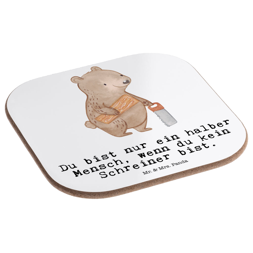 Quadratische Untersetzer Schreiner mit Herz Bierdeckel, Glasuntersetzer, Untersetzer Gläser, Getränkeuntersetzer, Beruf, Ausbildung, Jubiläum, Abschied, Rente, Kollege, Kollegin, Geschenk, Schenken, Arbeitskollege, Mitarbeiter, Firma, Danke, Dankeschön