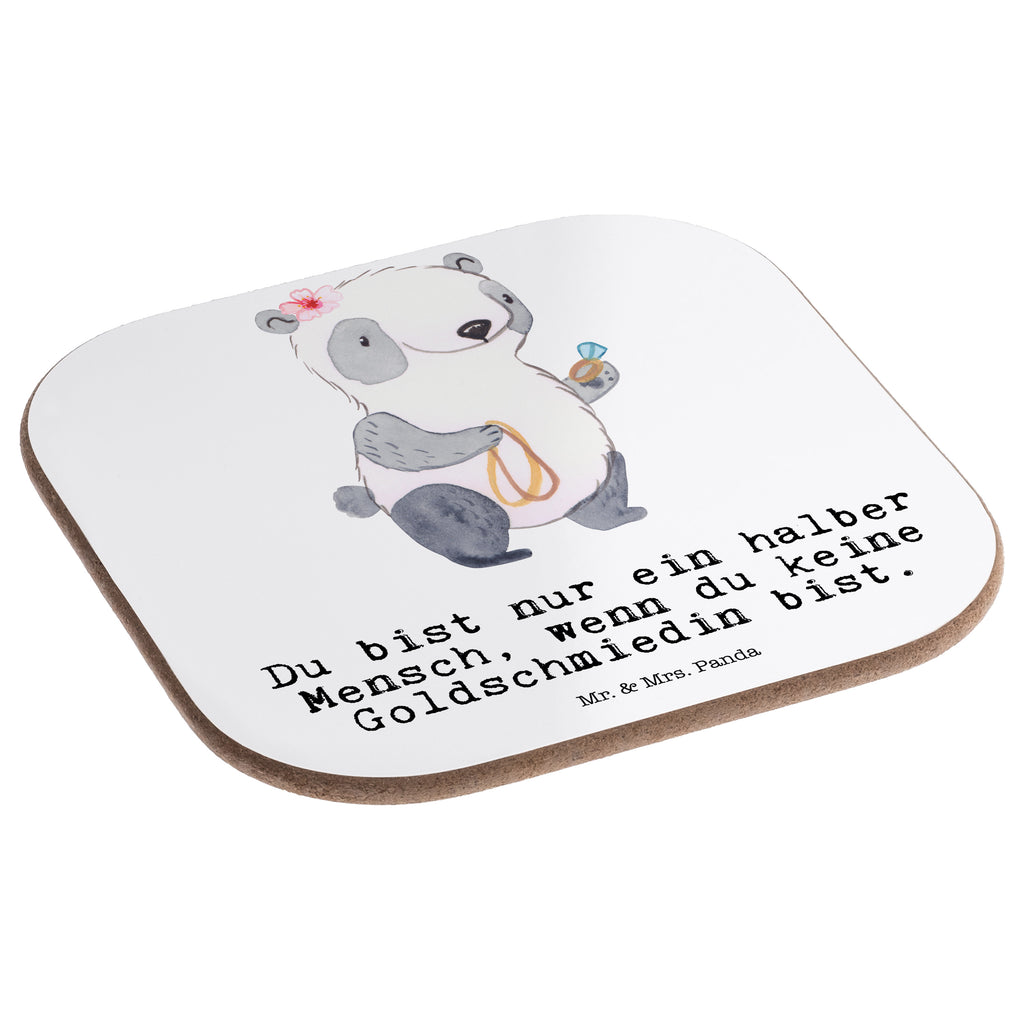 Quadratische Untersetzer Goldschmiedin mit Herz Bierdeckel, Glasuntersetzer, Untersetzer Gläser, Getränkeuntersetzer, Beruf, Ausbildung, Jubiläum, Abschied, Rente, Kollege, Kollegin, Geschenk, Schenken, Arbeitskollege, Mitarbeiter, Firma, Danke, Dankeschön, Juwelierin, Goldschmiedin, Schmiedin, Schmuckwarenhändlerin, Schmuckgeschäft, Eröffnung