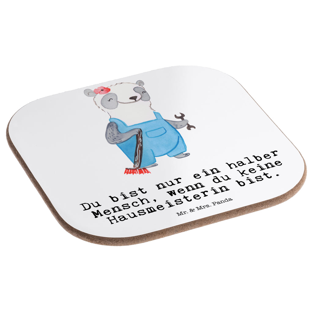 Quadratische Untersetzer Hausmeisterin mit Herz Bierdeckel, Glasuntersetzer, Untersetzer Gläser, Getränkeuntersetzer, Beruf, Ausbildung, Jubiläum, Abschied, Rente, Kollege, Kollegin, Geschenk, Schenken, Arbeitskollege, Mitarbeiter, Firma, Danke, Dankeschön, Hausmeisterin, Concierge, Hausverwalterin, Facility Manager