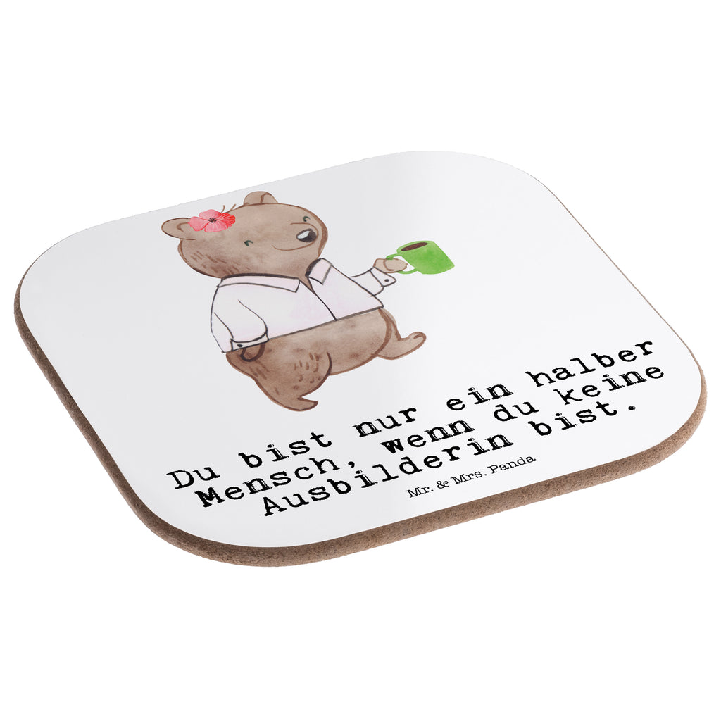 Quadratische Untersetzer Ausbilderin mit Herz Bierdeckel, Glasuntersetzer, Untersetzer Gläser, Getränkeuntersetzer, Beruf, Ausbildung, Jubiläum, Abschied, Rente, Kollege, Kollegin, Geschenk, Schenken, Arbeitskollege, Mitarbeiter, Firma, Danke, Dankeschön, Ausbilderin, Tutorin, Ausbilderprüfung