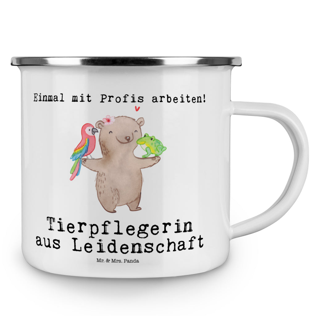 Camping Emaille Tasse Tierpflegerin aus Leidenschaft Campingtasse, Trinkbecher, Metalltasse, Outdoor Tasse, Emaille Trinkbecher, Blechtasse Outdoor, Emaille Campingbecher, Edelstahl Trinkbecher, Metalltasse für Camping, Kaffee Blechtasse, Camping Tasse Metall, Beruf, Ausbildung, Jubiläum, Abschied, Rente, Kollege, Kollegin, Geschenk, Schenken, Arbeitskollege, Mitarbeiter, Firma, Danke, Dankeschön