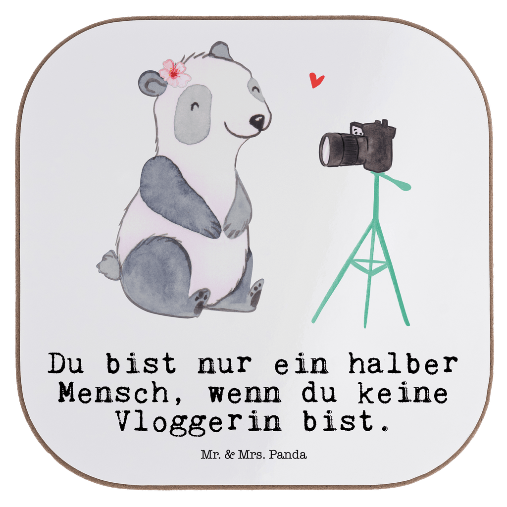 Quadratische Untersetzer Vloggerin mit Herz Bierdeckel, Glasuntersetzer, Untersetzer Gläser, Getränkeuntersetzer, Beruf, Ausbildung, Jubiläum, Abschied, Rente, Kollege, Kollegin, Geschenk, Schenken, Arbeitskollege, Mitarbeiter, Firma, Danke, Dankeschön