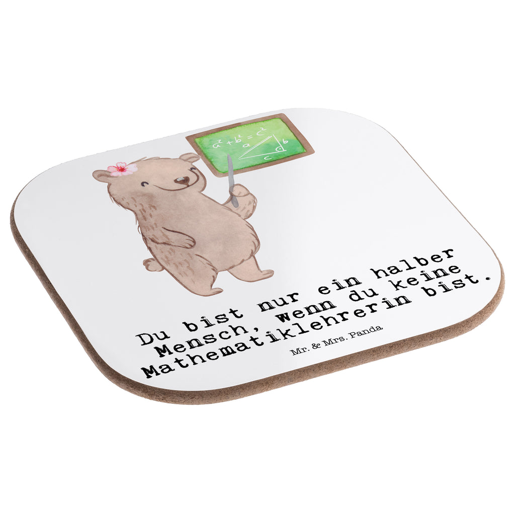 Quadratische Untersetzer Mathematiklehrerin mit Herz Bierdeckel, Glasuntersetzer, Untersetzer Gläser, Getränkeuntersetzer, Beruf, Ausbildung, Jubiläum, Abschied, Rente, Kollege, Kollegin, Geschenk, Schenken, Arbeitskollege, Mitarbeiter, Firma, Danke, Dankeschön, Mathematiklehrerin, Lehramtstudent, Referendariat, Mathelehrerin, Matheunterricht, Mathe, Lehrer