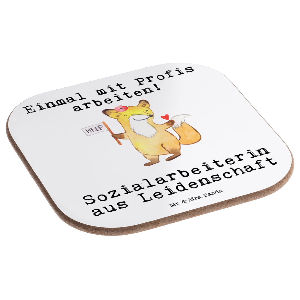 Quadratische Untersetzer Sozialarbeiterin aus Leidenschaft Bierdeckel, Glasuntersetzer, Untersetzer Gläser, Getränkeuntersetzer, Beruf, Ausbildung, Jubiläum, Abschied, Rente, Kollege, Kollegin, Geschenk, Schenken, Arbeitskollege, Mitarbeiter, Firma, Danke, Dankeschön