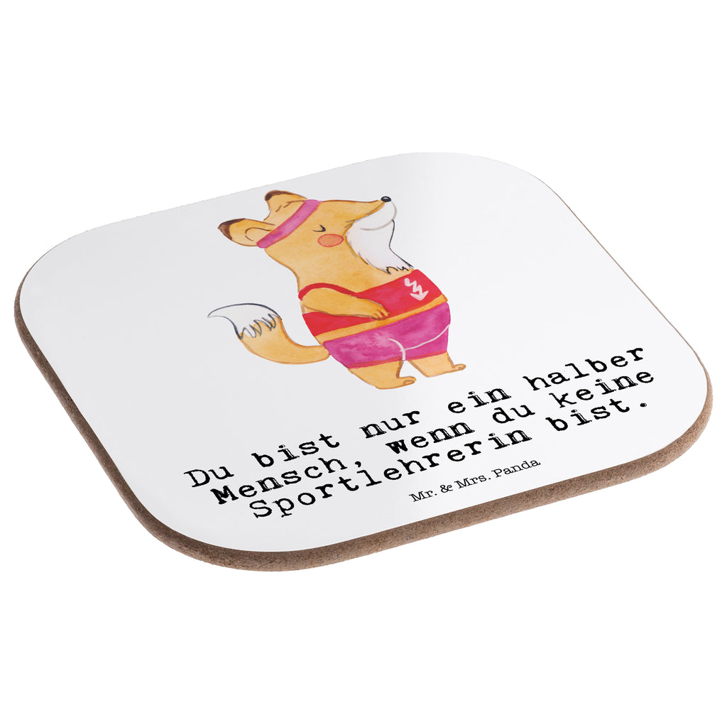 Quadratische Untersetzer Sportlehrerin mit Herz Bierdeckel, Glasuntersetzer, Untersetzer Gläser, Getränkeuntersetzer, Beruf, Ausbildung, Jubiläum, Abschied, Rente, Kollege, Kollegin, Geschenk, Schenken, Arbeitskollege, Mitarbeiter, Firma, Danke, Dankeschön