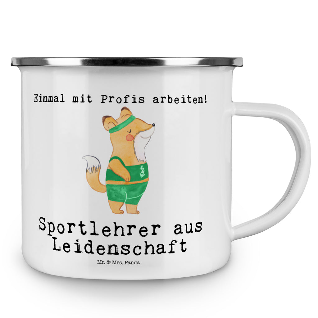 Camping Emaille Tasse Sportlehrer aus Leidenschaft Campingtasse, Trinkbecher, Metalltasse, Outdoor Tasse, Emaille Trinkbecher, Blechtasse Outdoor, Emaille Campingbecher, Edelstahl Trinkbecher, Metalltasse für Camping, Kaffee Blechtasse, Camping Tasse Metall, Beruf, Ausbildung, Jubiläum, Abschied, Rente, Kollege, Kollegin, Geschenk, Schenken, Arbeitskollege, Mitarbeiter, Firma, Danke, Dankeschön