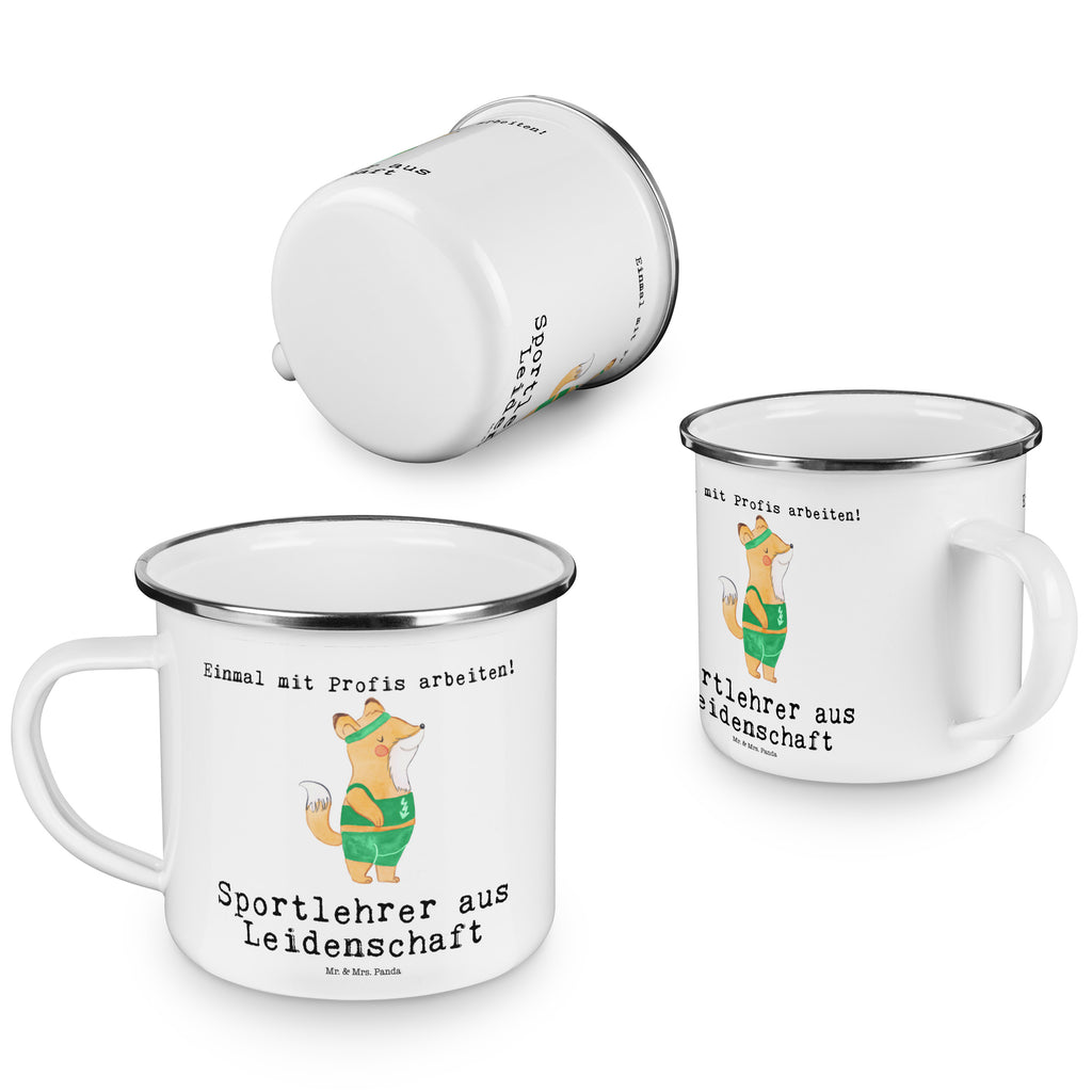 Camping Emaille Tasse Sportlehrer aus Leidenschaft Campingtasse, Trinkbecher, Metalltasse, Outdoor Tasse, Emaille Trinkbecher, Blechtasse Outdoor, Emaille Campingbecher, Edelstahl Trinkbecher, Metalltasse für Camping, Kaffee Blechtasse, Camping Tasse Metall, Beruf, Ausbildung, Jubiläum, Abschied, Rente, Kollege, Kollegin, Geschenk, Schenken, Arbeitskollege, Mitarbeiter, Firma, Danke, Dankeschön