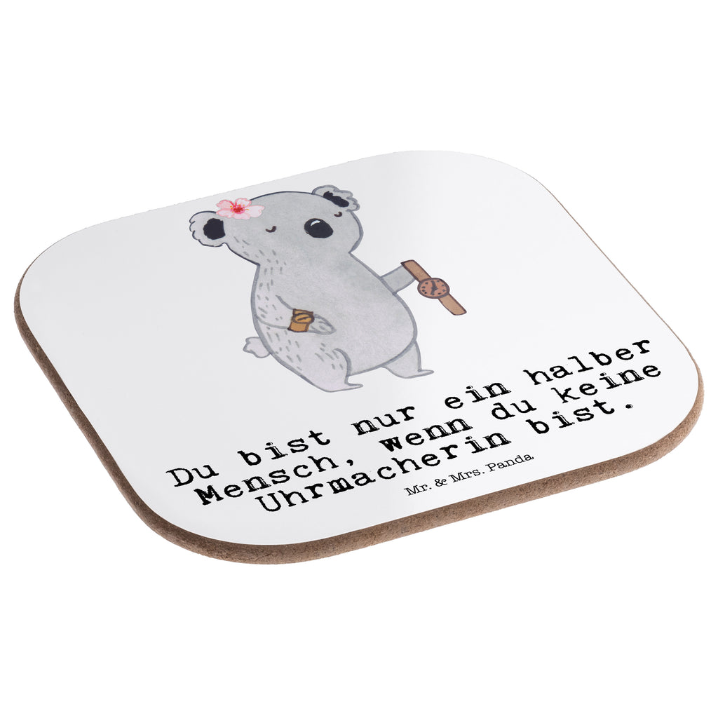 Quadratische Untersetzer Uhrmacherin mit Herz Bierdeckel, Glasuntersetzer, Untersetzer Gläser, Getränkeuntersetzer, Beruf, Ausbildung, Jubiläum, Abschied, Rente, Kollege, Kollegin, Geschenk, Schenken, Arbeitskollege, Mitarbeiter, Firma, Danke, Dankeschön