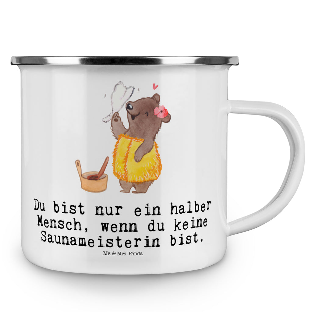 Camping Emaille Tasse Saunameisterin mit Herz Campingtasse, Trinkbecher, Metalltasse, Outdoor Tasse, Emaille Trinkbecher, Blechtasse Outdoor, Emaille Campingbecher, Edelstahl Trinkbecher, Metalltasse für Camping, Kaffee Blechtasse, Camping Tasse Metall, Beruf, Ausbildung, Jubiläum, Abschied, Rente, Kollege, Kollegin, Geschenk, Schenken, Arbeitskollege, Mitarbeiter, Firma, Danke, Dankeschön