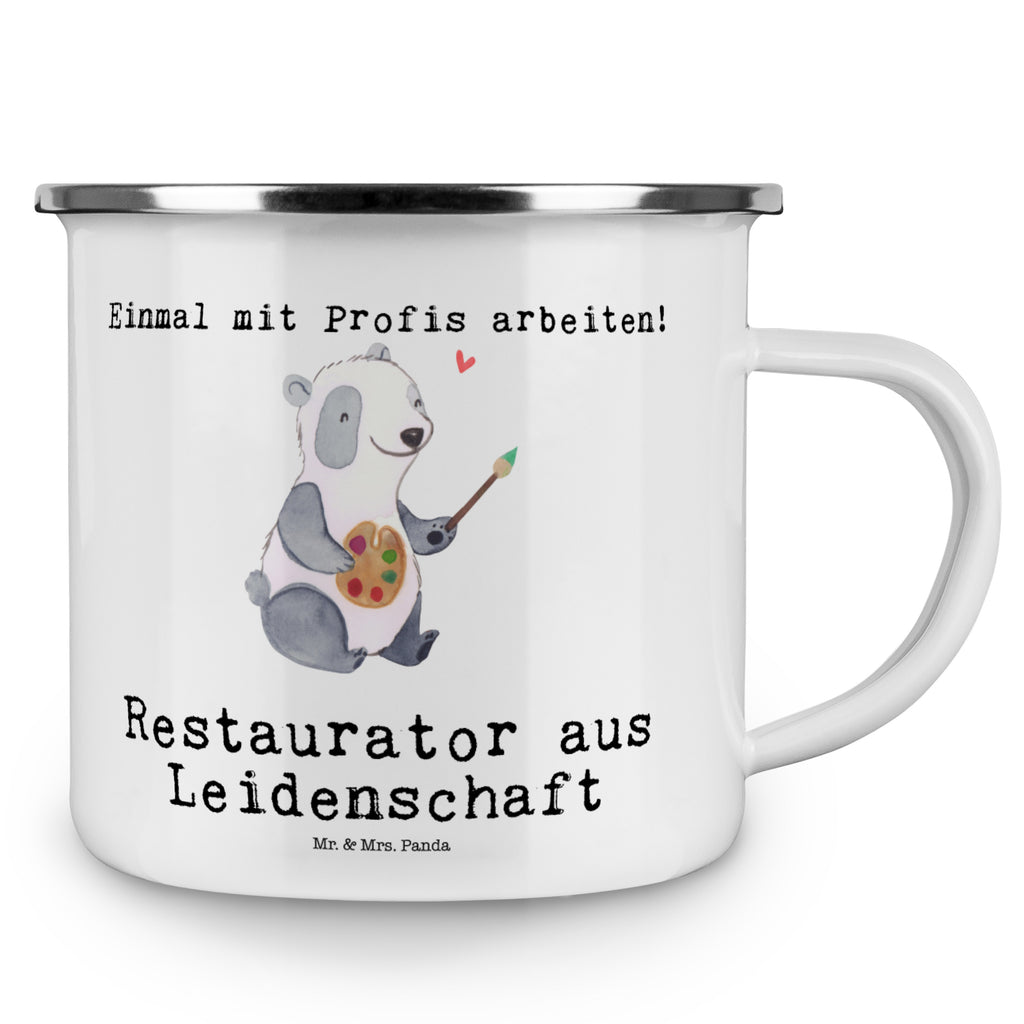 Camping Emaille Tasse Restaurator aus Leidenschaft Campingtasse, Trinkbecher, Metalltasse, Outdoor Tasse, Emaille Trinkbecher, Blechtasse Outdoor, Emaille Campingbecher, Edelstahl Trinkbecher, Metalltasse für Camping, Kaffee Blechtasse, Camping Tasse Metall, Beruf, Ausbildung, Jubiläum, Abschied, Rente, Kollege, Kollegin, Geschenk, Schenken, Arbeitskollege, Mitarbeiter, Firma, Danke, Dankeschön