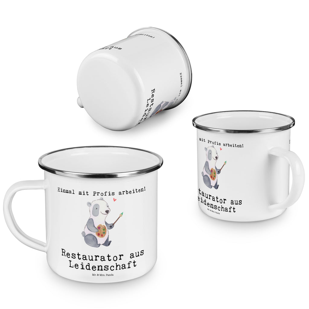 Camping Emaille Tasse Restaurator aus Leidenschaft Campingtasse, Trinkbecher, Metalltasse, Outdoor Tasse, Emaille Trinkbecher, Blechtasse Outdoor, Emaille Campingbecher, Edelstahl Trinkbecher, Metalltasse für Camping, Kaffee Blechtasse, Camping Tasse Metall, Beruf, Ausbildung, Jubiläum, Abschied, Rente, Kollege, Kollegin, Geschenk, Schenken, Arbeitskollege, Mitarbeiter, Firma, Danke, Dankeschön