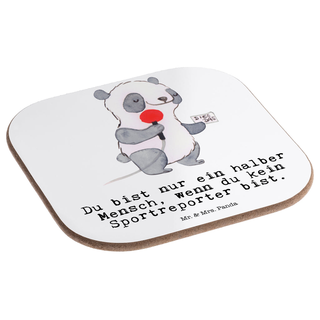 Quadratische Untersetzer Sportreporter mit Herz Bierdeckel, Glasuntersetzer, Untersetzer Gläser, Getränkeuntersetzer, Beruf, Ausbildung, Jubiläum, Abschied, Rente, Kollege, Kollegin, Geschenk, Schenken, Arbeitskollege, Mitarbeiter, Firma, Danke, Dankeschön