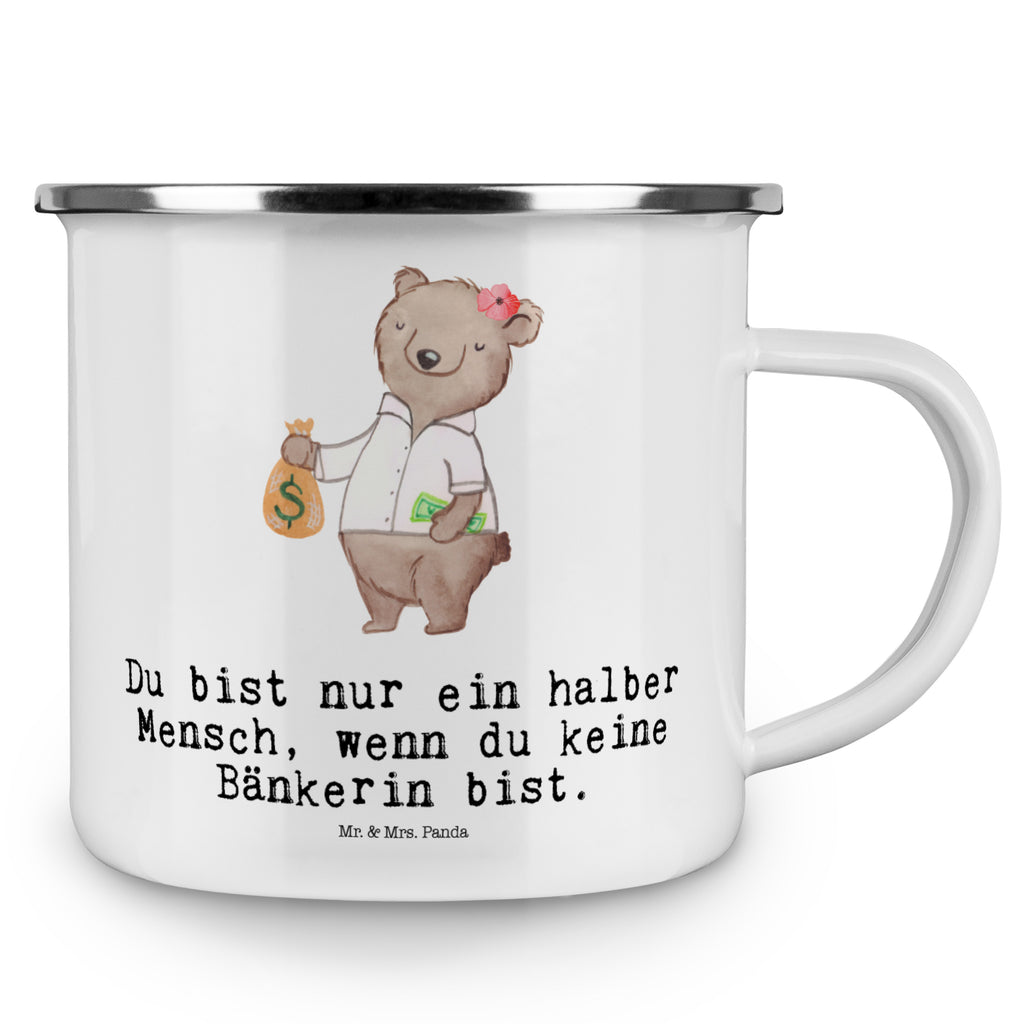 Camping Emaille Tasse Bänkerin mit Herz Campingtasse, Trinkbecher, Metalltasse, Outdoor Tasse, Emaille Trinkbecher, Blechtasse Outdoor, Emaille Campingbecher, Edelstahl Trinkbecher, Metalltasse für Camping, Kaffee Blechtasse, Camping Tasse Metall, Beruf, Ausbildung, Jubiläum, Abschied, Rente, Kollege, Kollegin, Geschenk, Schenken, Arbeitskollege, Mitarbeiter, Firma, Danke, Dankeschön, Bänkerin, Bankfachfrau, Bankangestellte, Bankberaterin