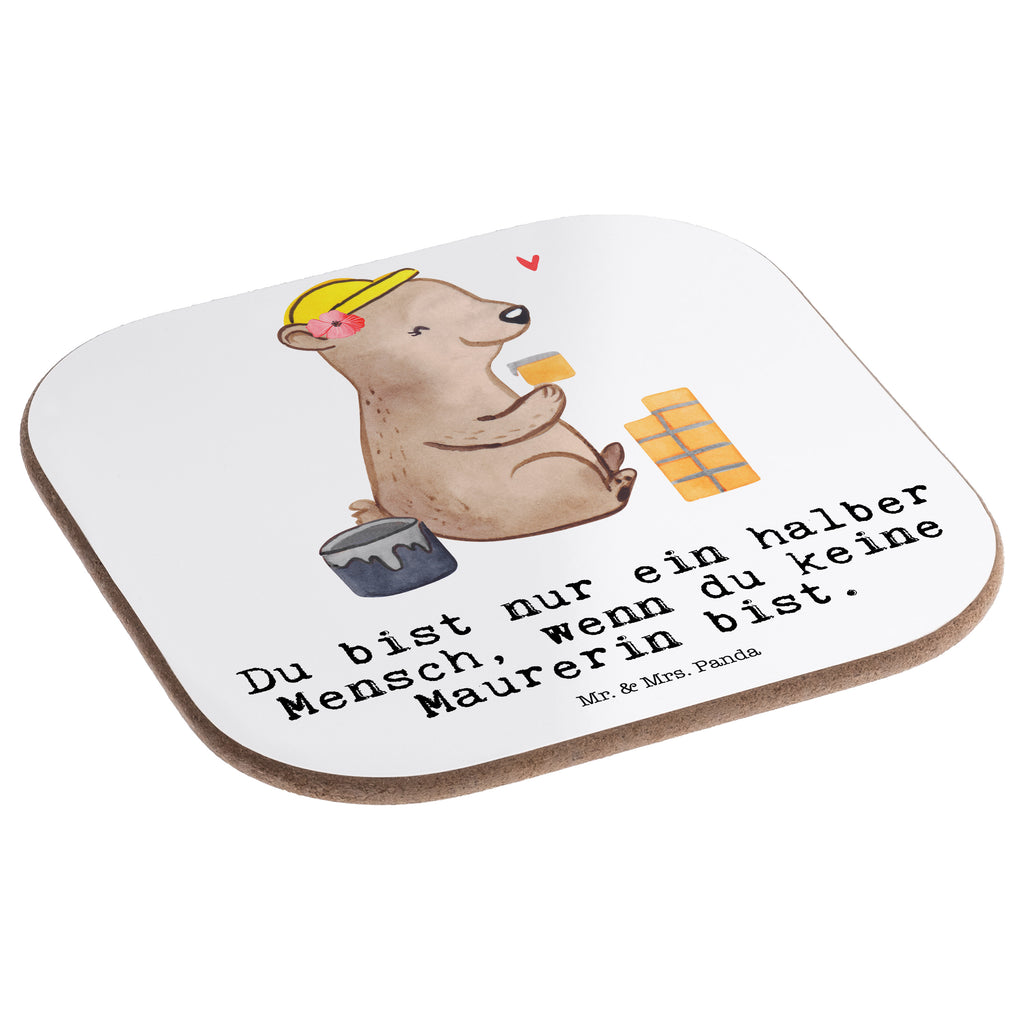 Quadratische Untersetzer Maurerin mit Herz Bierdeckel, Glasuntersetzer, Untersetzer Gläser, Getränkeuntersetzer, Beruf, Ausbildung, Jubiläum, Abschied, Rente, Kollege, Kollegin, Geschenk, Schenken, Arbeitskollege, Mitarbeiter, Firma, Danke, Dankeschön, Maurerin, Maurermeisterin, Gesellenprüfung, Handwerkerin, Maurerbetrieb