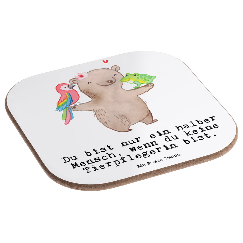 Quadratische Untersetzer Tierpflegerin mit Herz Bierdeckel, Glasuntersetzer, Untersetzer Gläser, Getränkeuntersetzer, Beruf, Ausbildung, Jubiläum, Abschied, Rente, Kollege, Kollegin, Geschenk, Schenken, Arbeitskollege, Mitarbeiter, Firma, Danke, Dankeschön