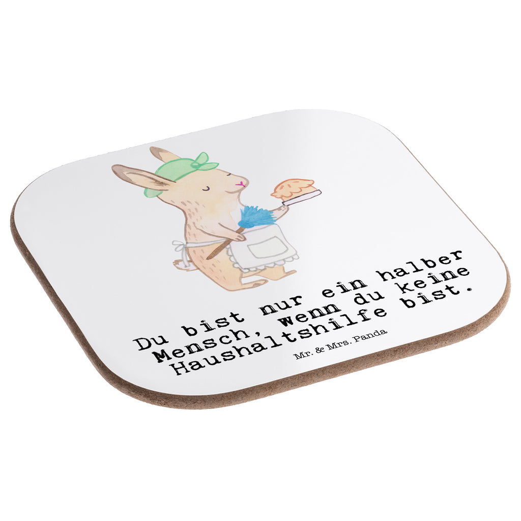 Quadratische Untersetzer Haushaltshilfe mit Herz Bierdeckel, Glasuntersetzer, Untersetzer Gläser, Getränkeuntersetzer, Beruf, Ausbildung, Jubiläum, Abschied, Rente, Kollege, Kollegin, Geschenk, Schenken, Arbeitskollege, Mitarbeiter, Firma, Danke, Dankeschön, Haushaltshilfe, Putzfrau, Reinigungskraft