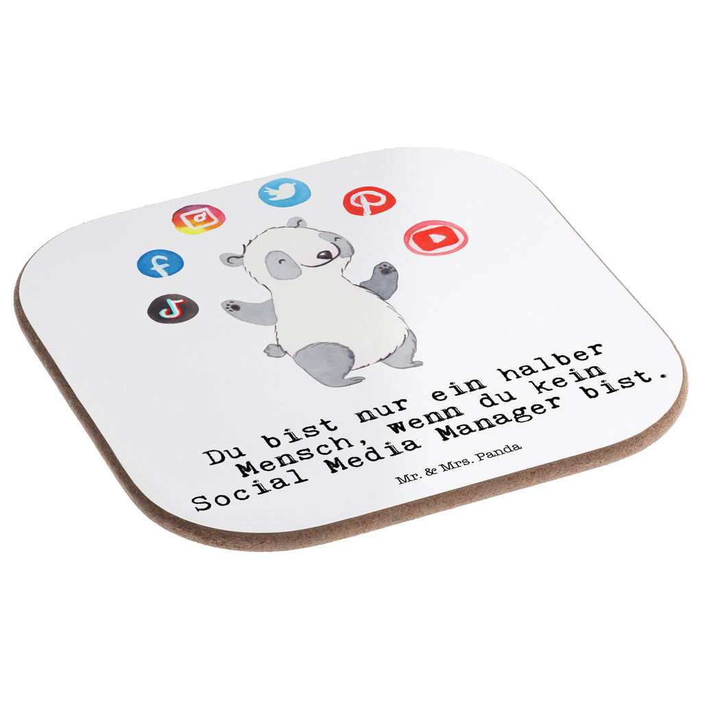 Quadratische Untersetzer Social Media Manager mit Herz Bierdeckel, Glasuntersetzer, Untersetzer Gläser, Getränkeuntersetzer, Beruf, Ausbildung, Jubiläum, Abschied, Rente, Kollege, Kollegin, Geschenk, Schenken, Arbeitskollege, Mitarbeiter, Firma, Danke, Dankeschön