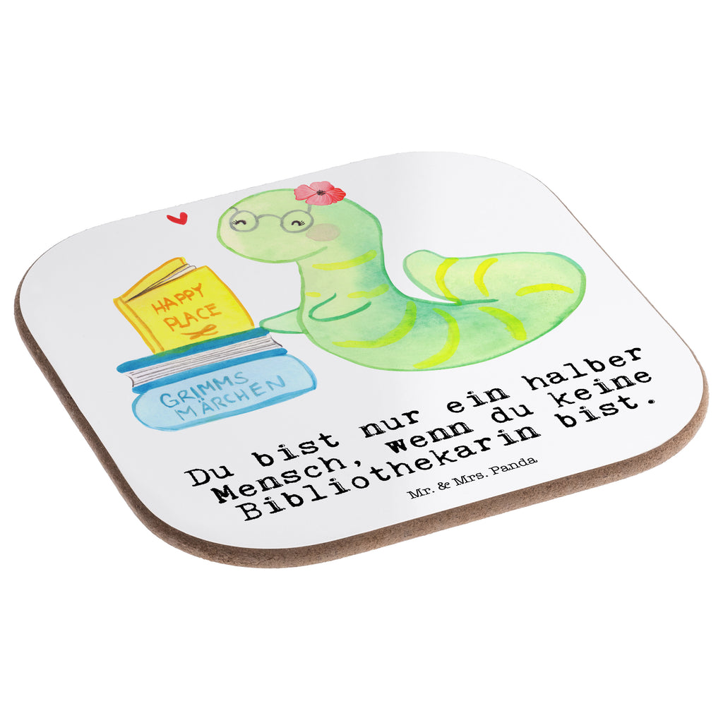 Quadratische Untersetzer Bibliothekarin mit Herz Bierdeckel, Glasuntersetzer, Untersetzer Gläser, Getränkeuntersetzer, Beruf, Ausbildung, Jubiläum, Abschied, Rente, Kollege, Kollegin, Geschenk, Schenken, Arbeitskollege, Mitarbeiter, Firma, Danke, Dankeschön, Bibliothekarin, Buchhandlung, Bibliothek, Bücherwurm, Leseratte, Bücherliebe